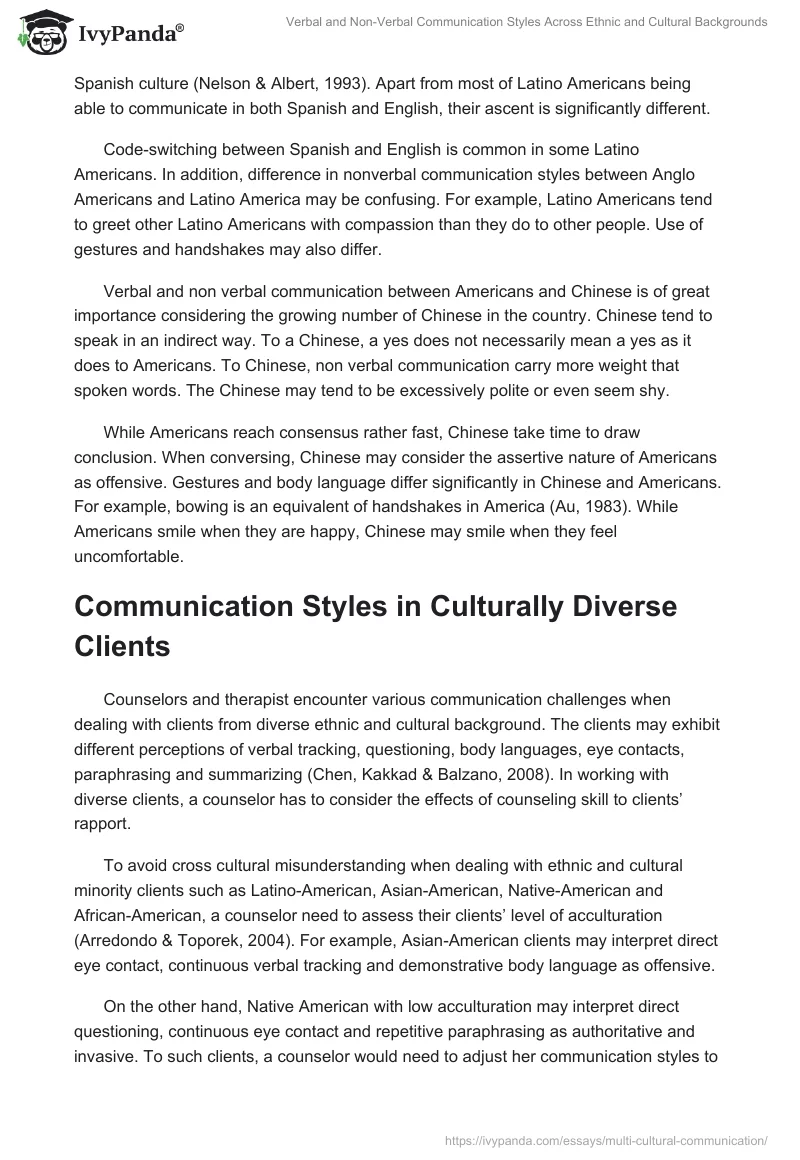 Verbal and Non-Verbal Communication Styles Across Ethnic and Cultural Backgrounds. Page 3