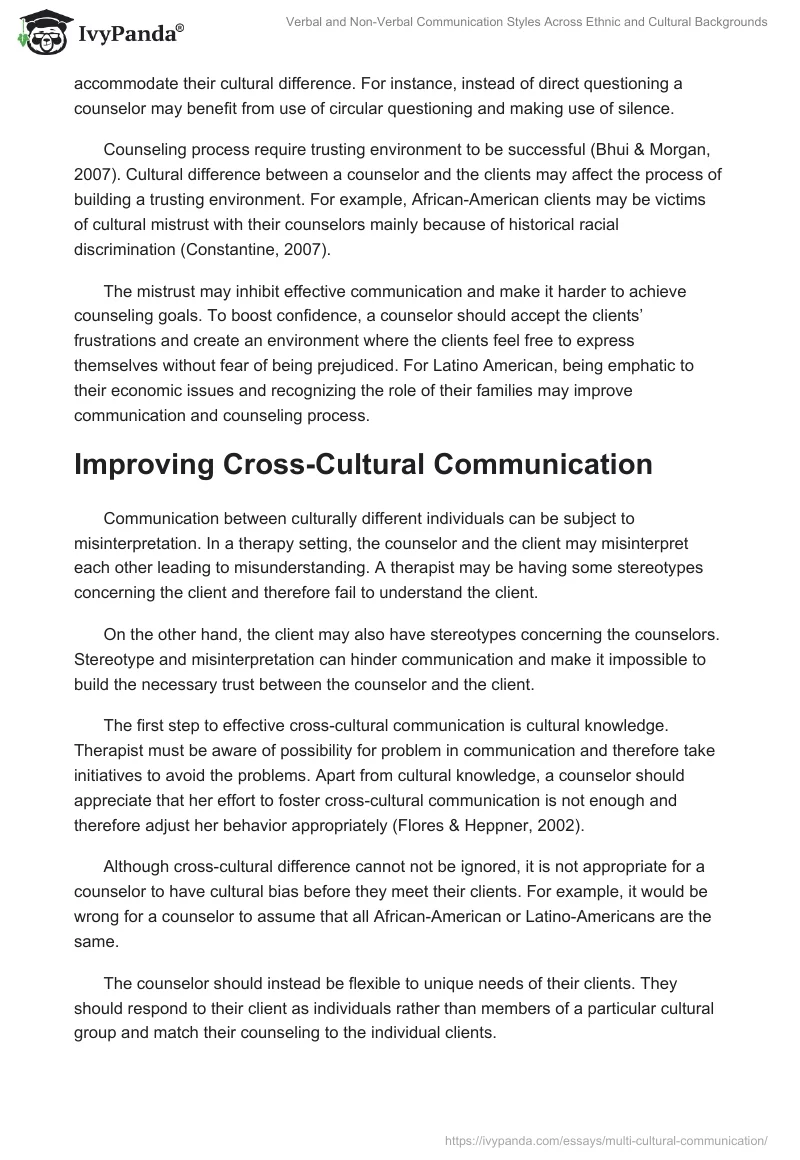 Verbal and Non-Verbal Communication Styles Across Ethnic and Cultural Backgrounds. Page 4