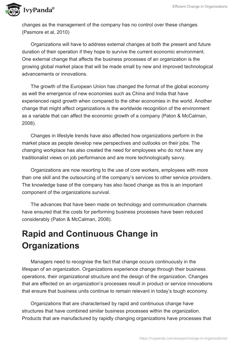 Efficient Change in Organizations. Page 2