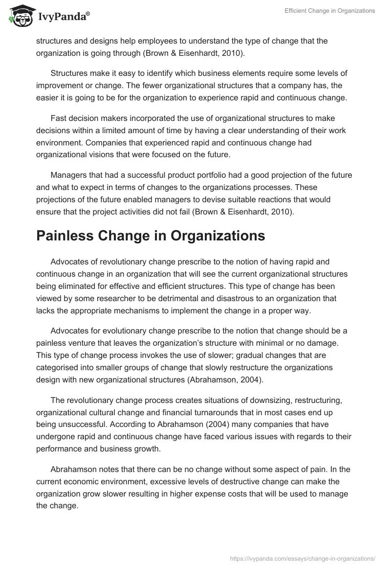 Efficient Change in Organizations. Page 5