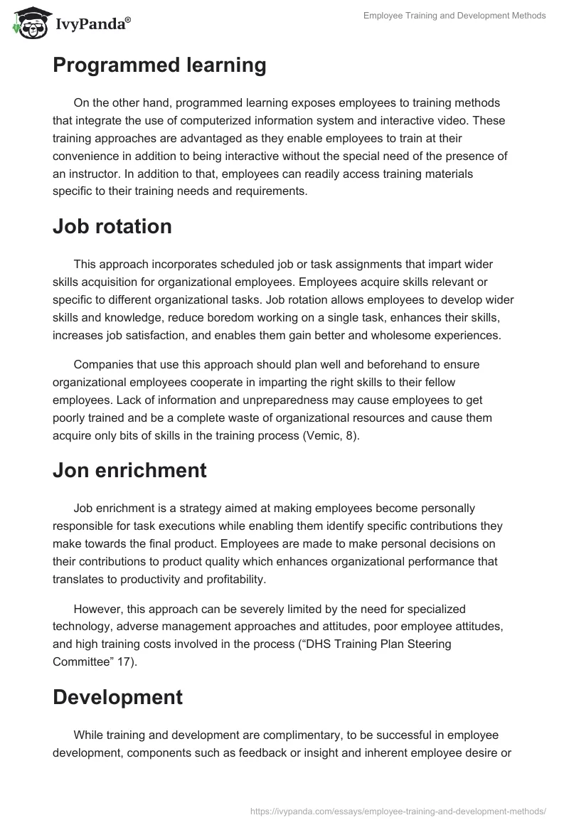 Employee Training and Development Methods. Page 3