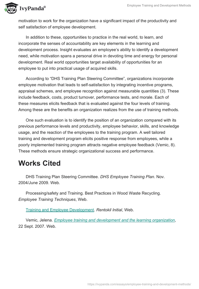 Employee Training and Development Methods. Page 4