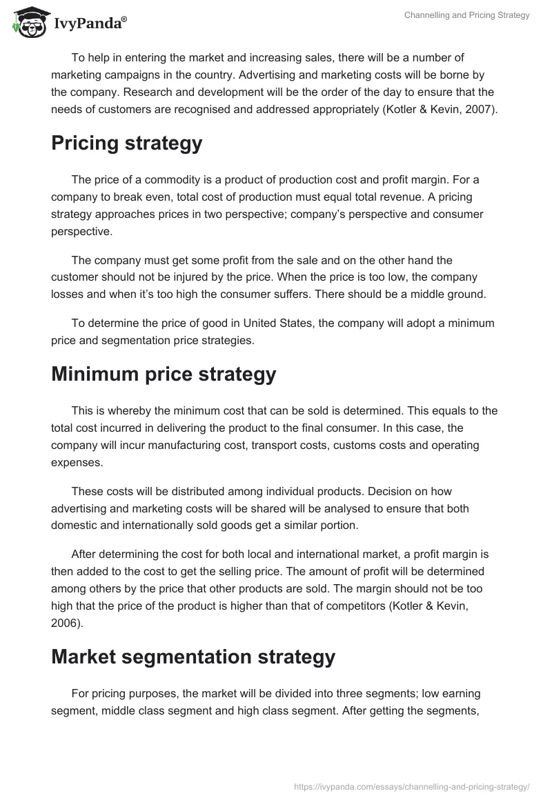 Channelling and Pricing Strategy. Page 4
