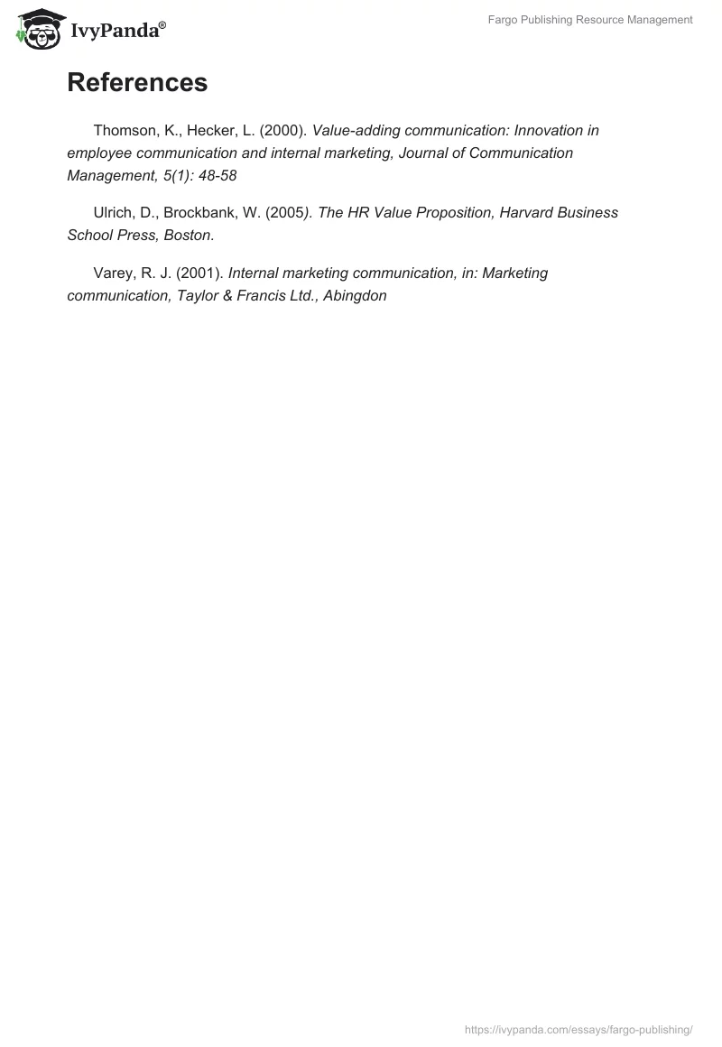 Fargo Publishing Resource Management. Page 5