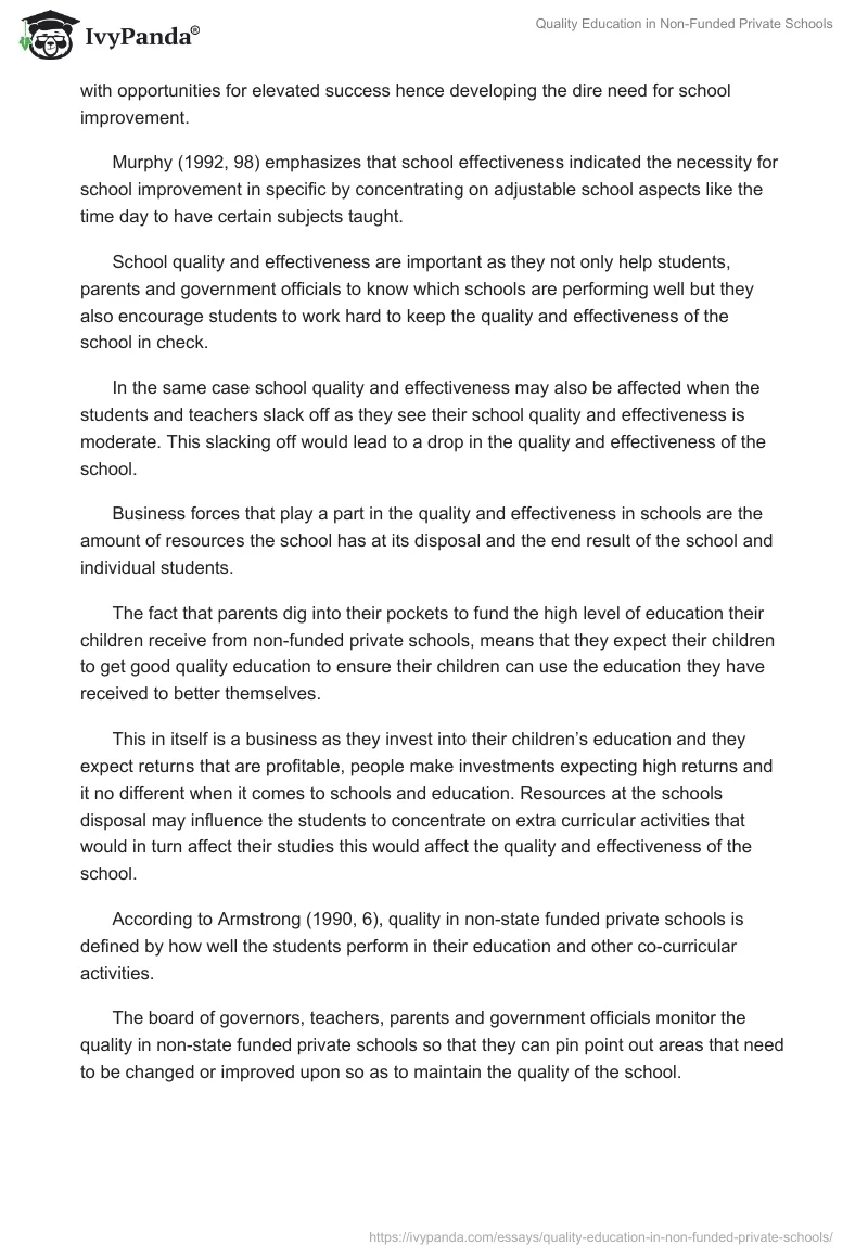 Quality Education in Non-Funded Private Schools. Page 3
