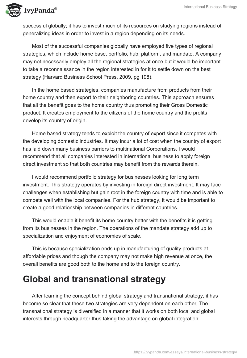 International Business Strategy. Page 2