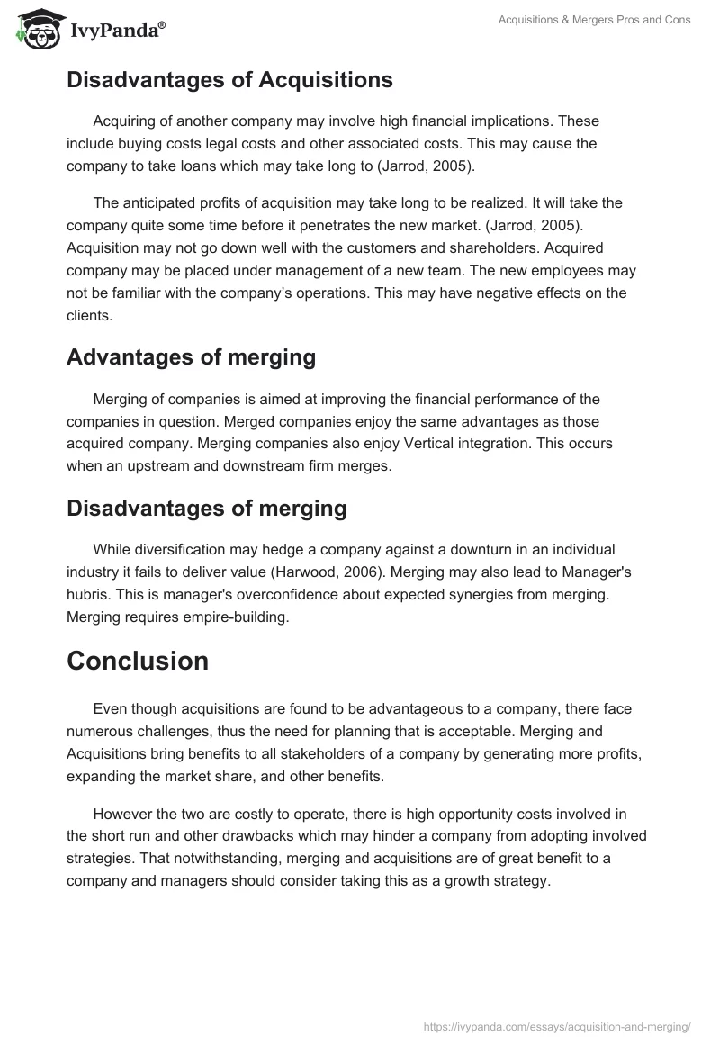 Acquisitions & Mergers Pros and Cons. Page 2