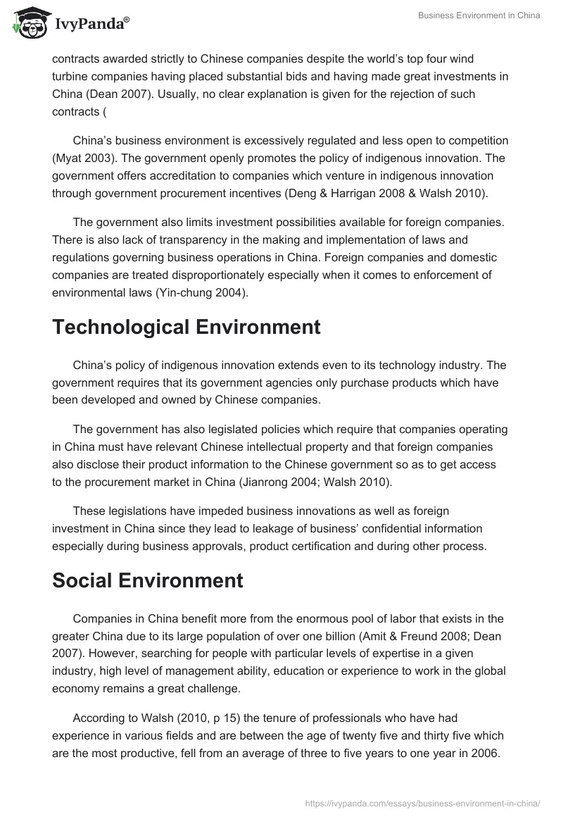 Business Environment in China. Page 2