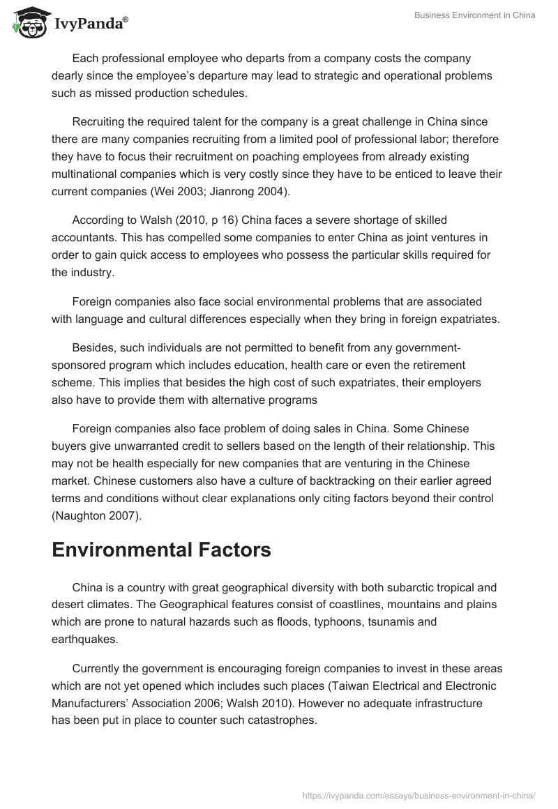 Business Environment in China. Page 3