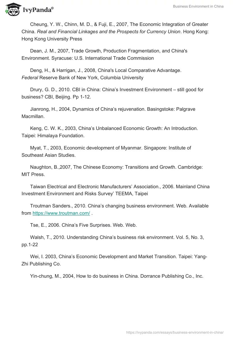 Business Environment in China. Page 5