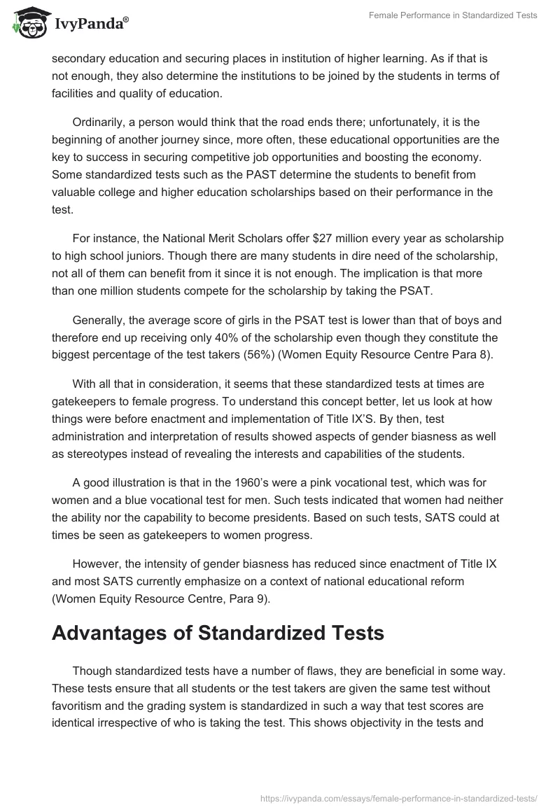 Female Performance in Standardized Tests. Page 5
