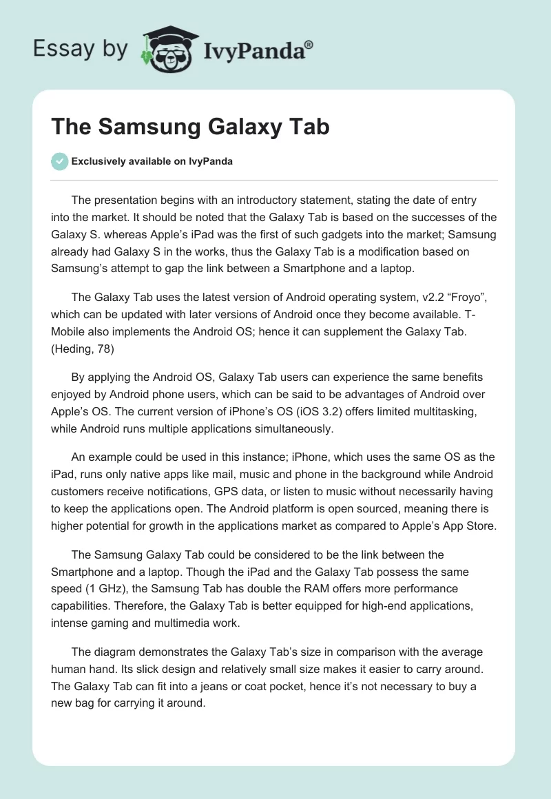The Samsung Galaxy Tab. Page 1