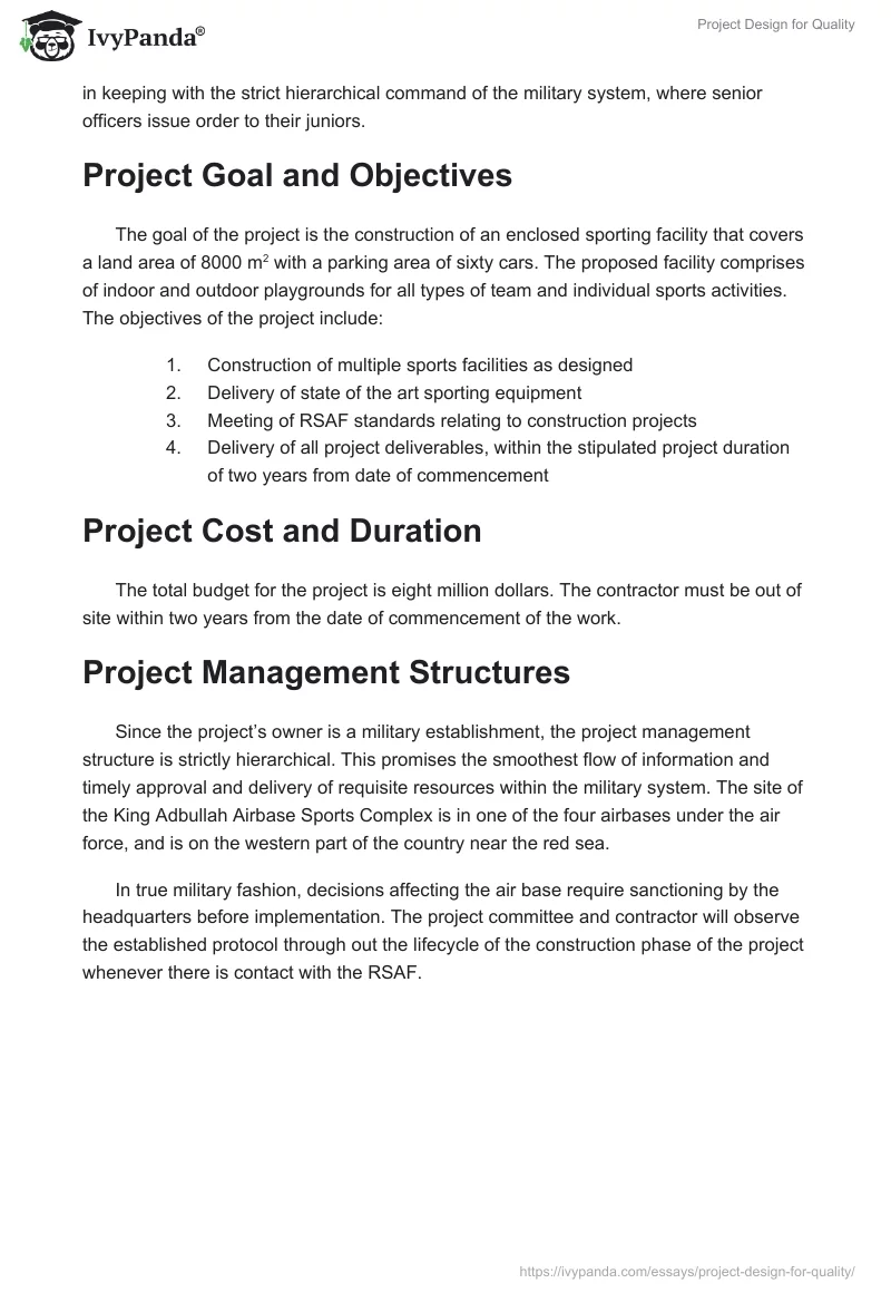 Project Design for Quality. Page 2