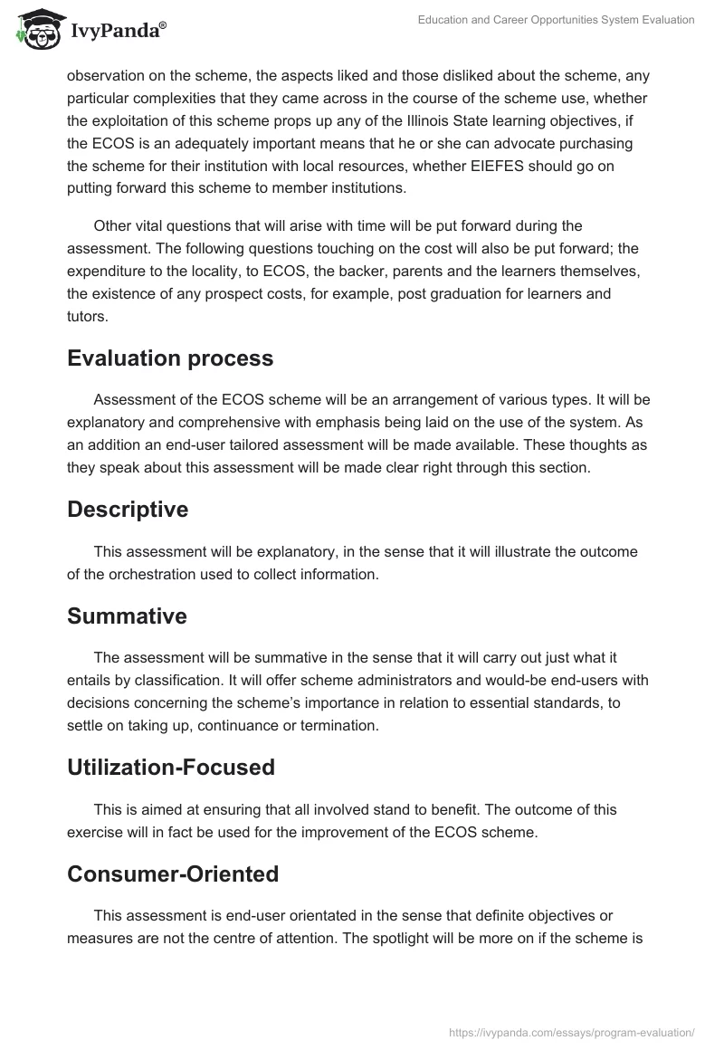 Education and Career Opportunities System Evaluation. Page 4