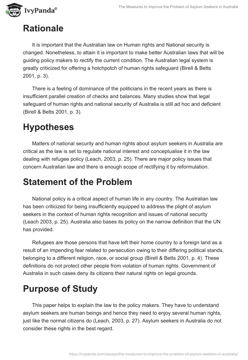 The Measures to Improve the Problem of Asylum Seekers in Australia. Page 2