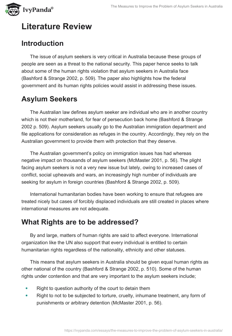 The Measures to Improve the Problem of Asylum Seekers in Australia. Page 4