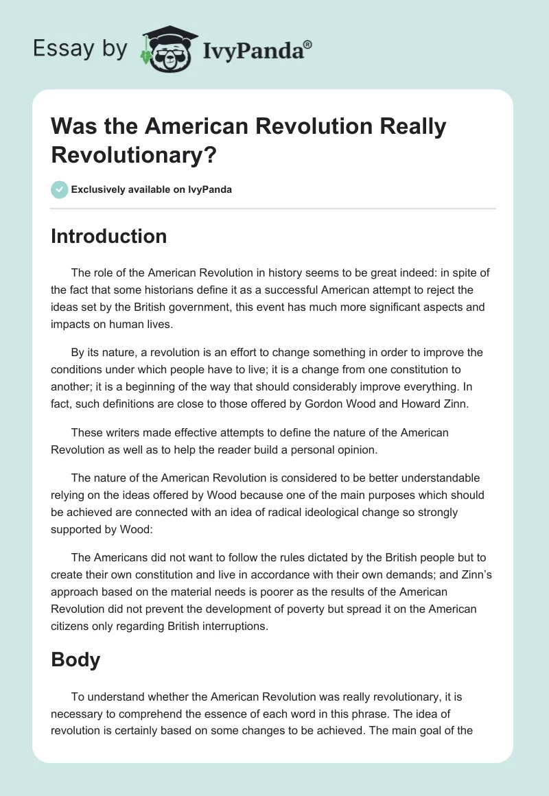 Was the American Revolution Really Revolutionary?. Page 1