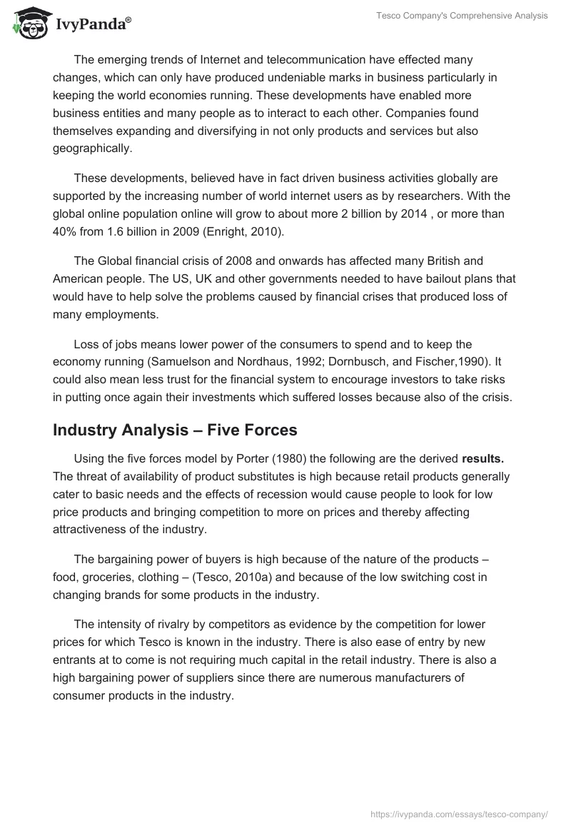 Tesco Company's Comprehensive Analysis. Page 2