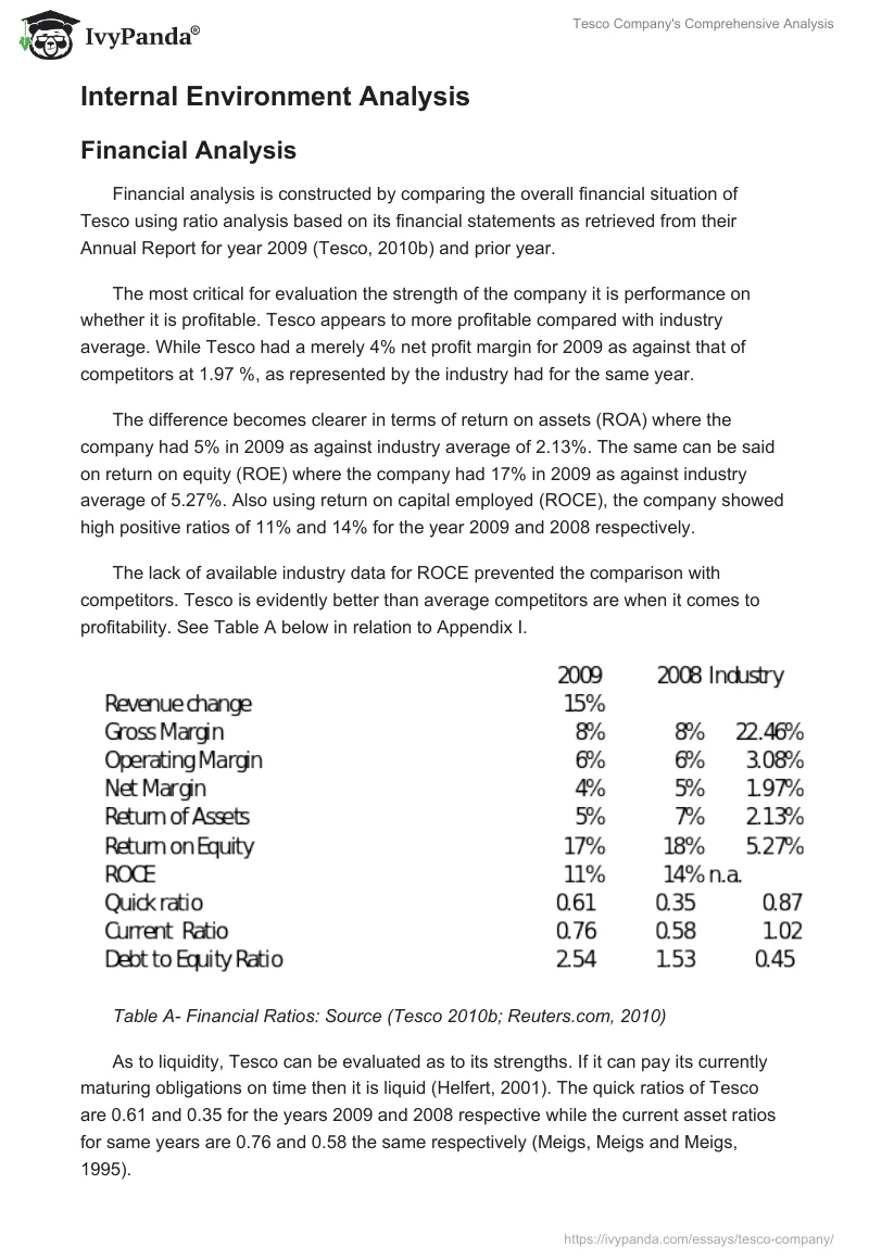 Tesco Company's Comprehensive Analysis. Page 3