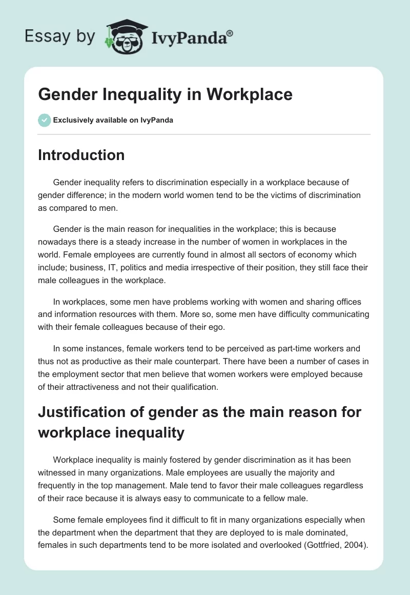 Gender Inequality in Workplace. Page 1