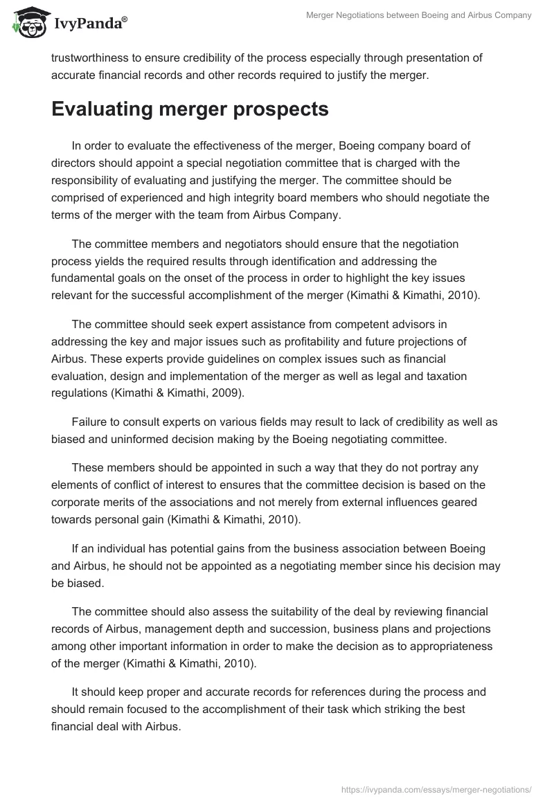 Merger Negotiations Between Boeing and Airbus Company. Page 2