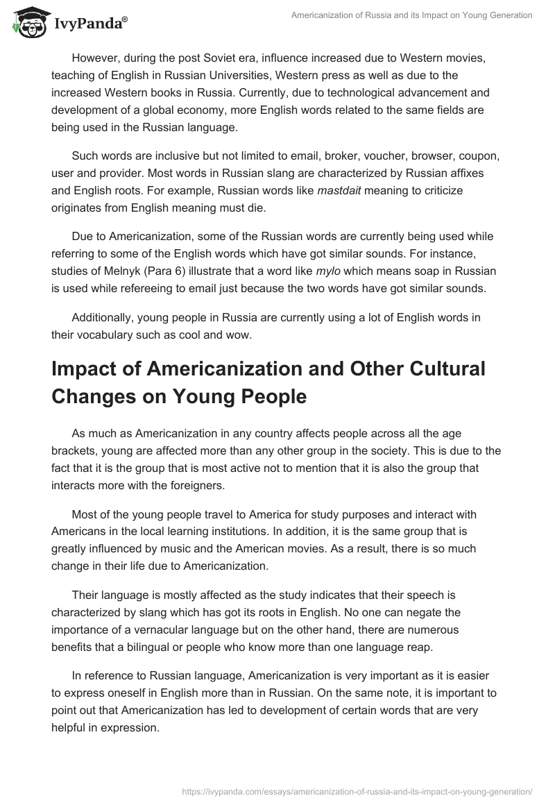 Americanization of Russia and its Impact on Young Generation. Page 3