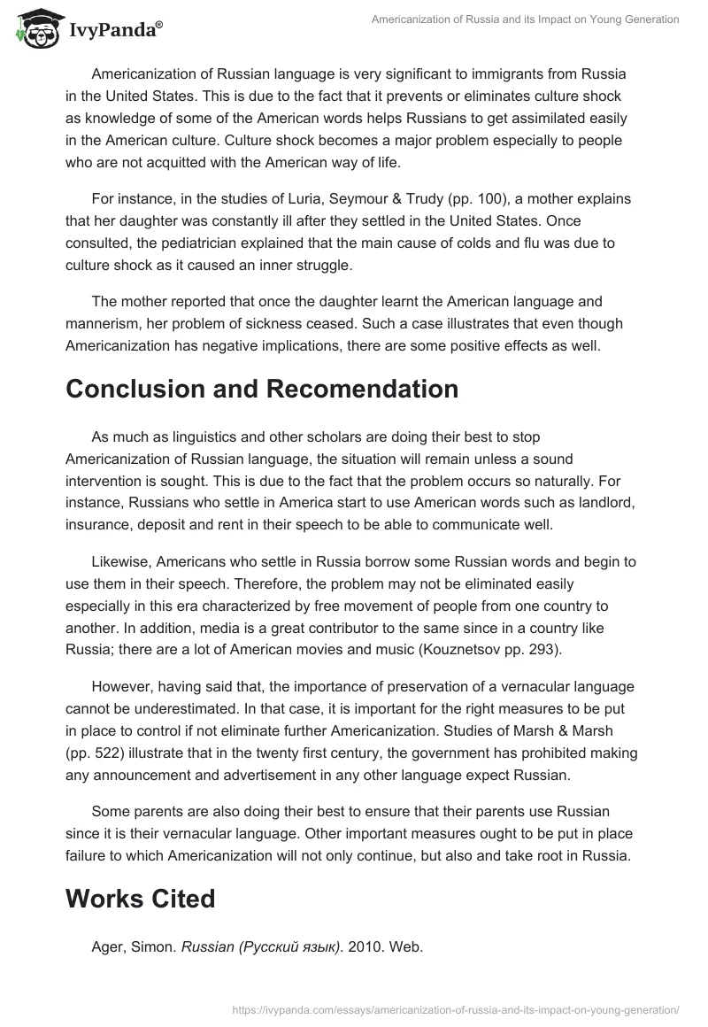 Americanization of Russia and its Impact on Young Generation. Page 4
