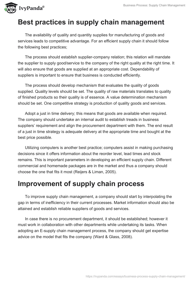 Business Process: Supply Chain Management. Page 2