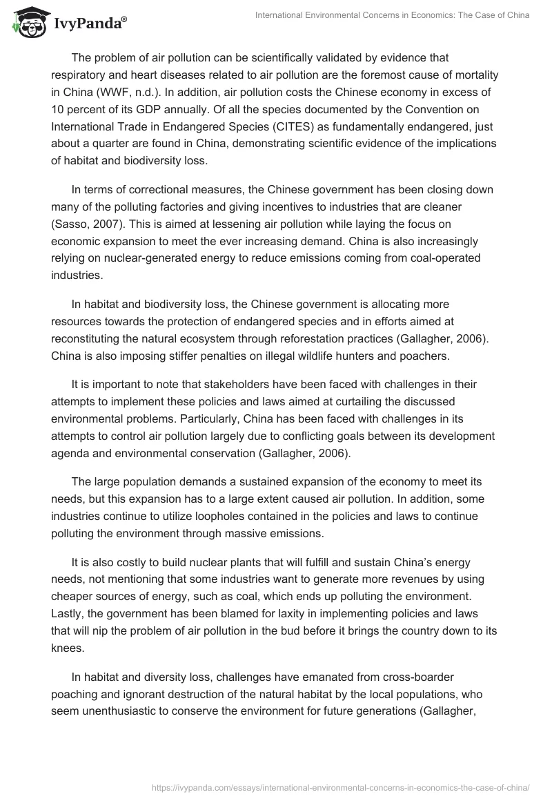 International Environmental Concerns in Economics: The Case of China. Page 2