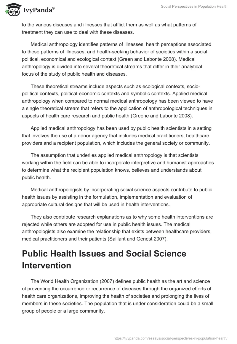 Social Perspectives in Population Health. Page 3