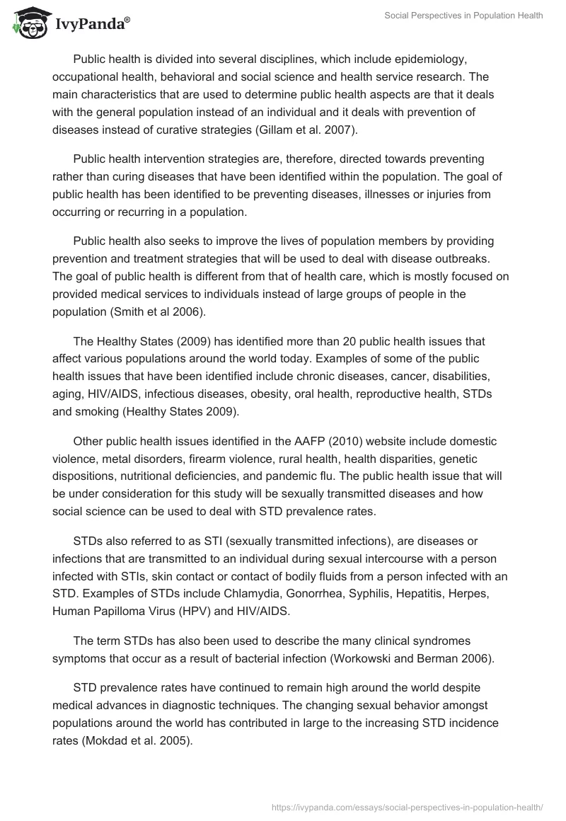Social Perspectives in Population Health. Page 4