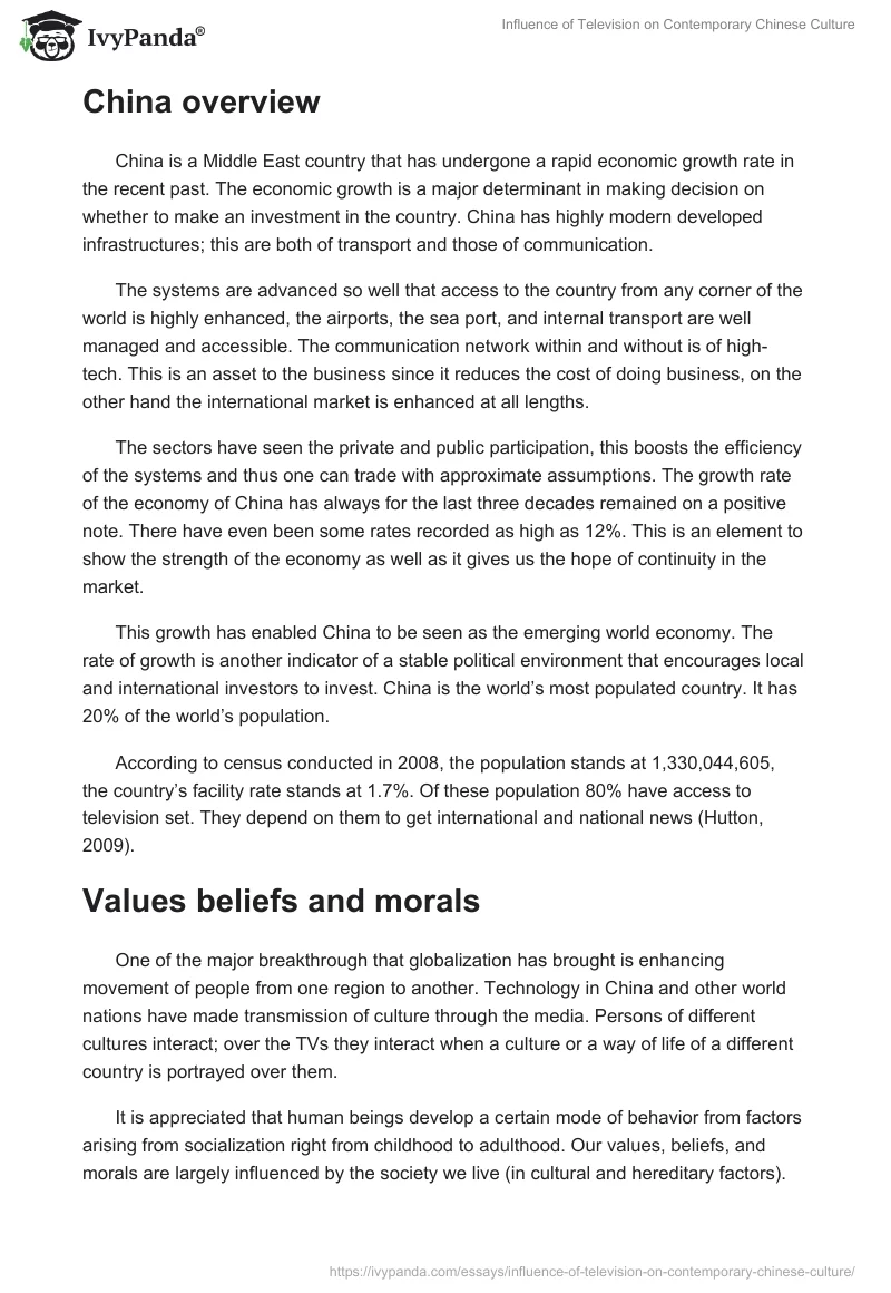 Influence of Television on Contemporary Chinese Culture. Page 2