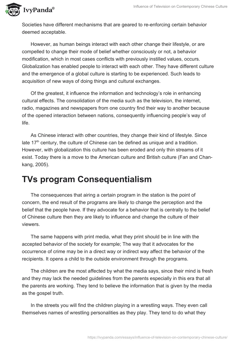 Influence of Television on Contemporary Chinese Culture. Page 3