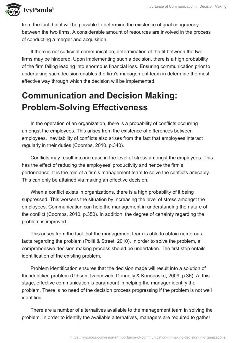 Importance of Communication in Decision Making. Page 4