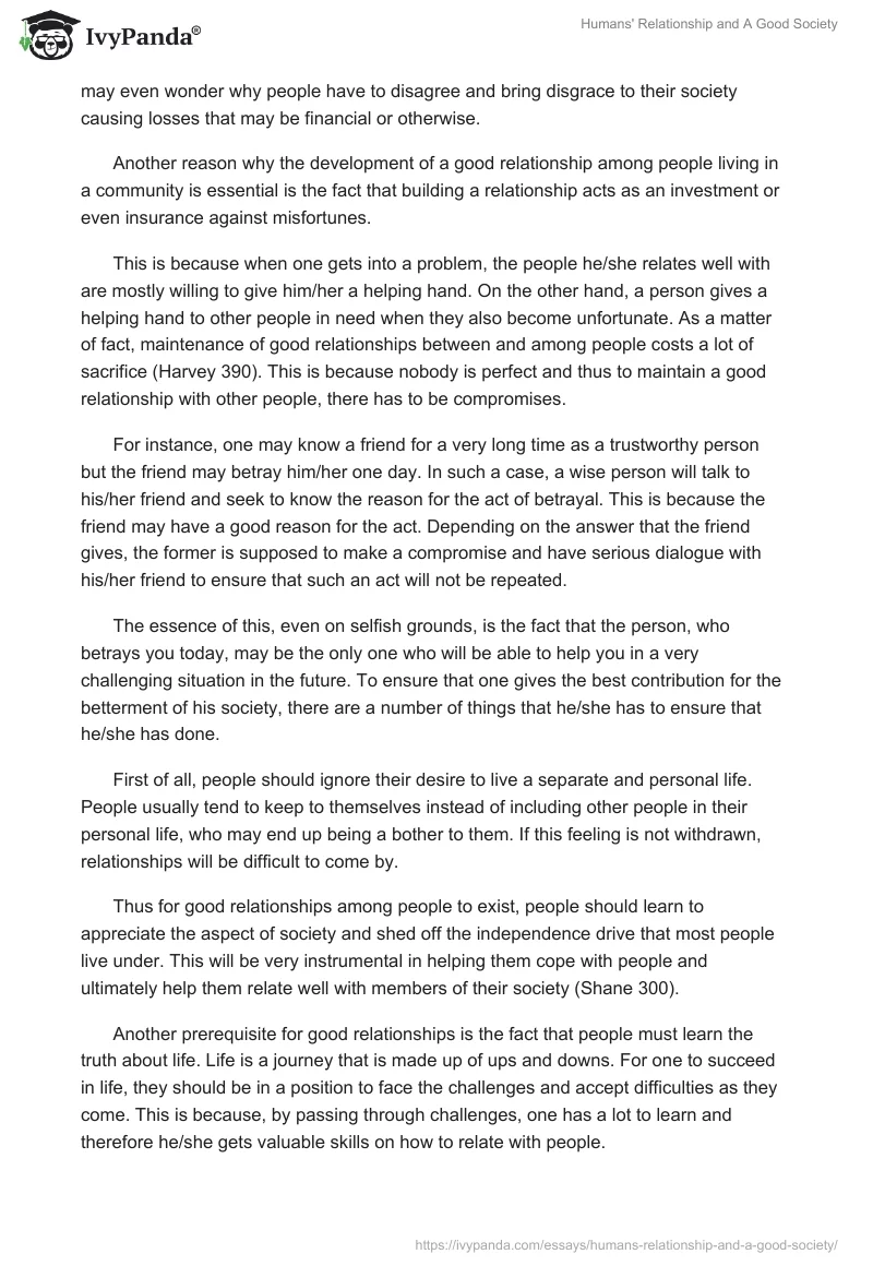 Humans' Relationship and A Good Society. Page 2