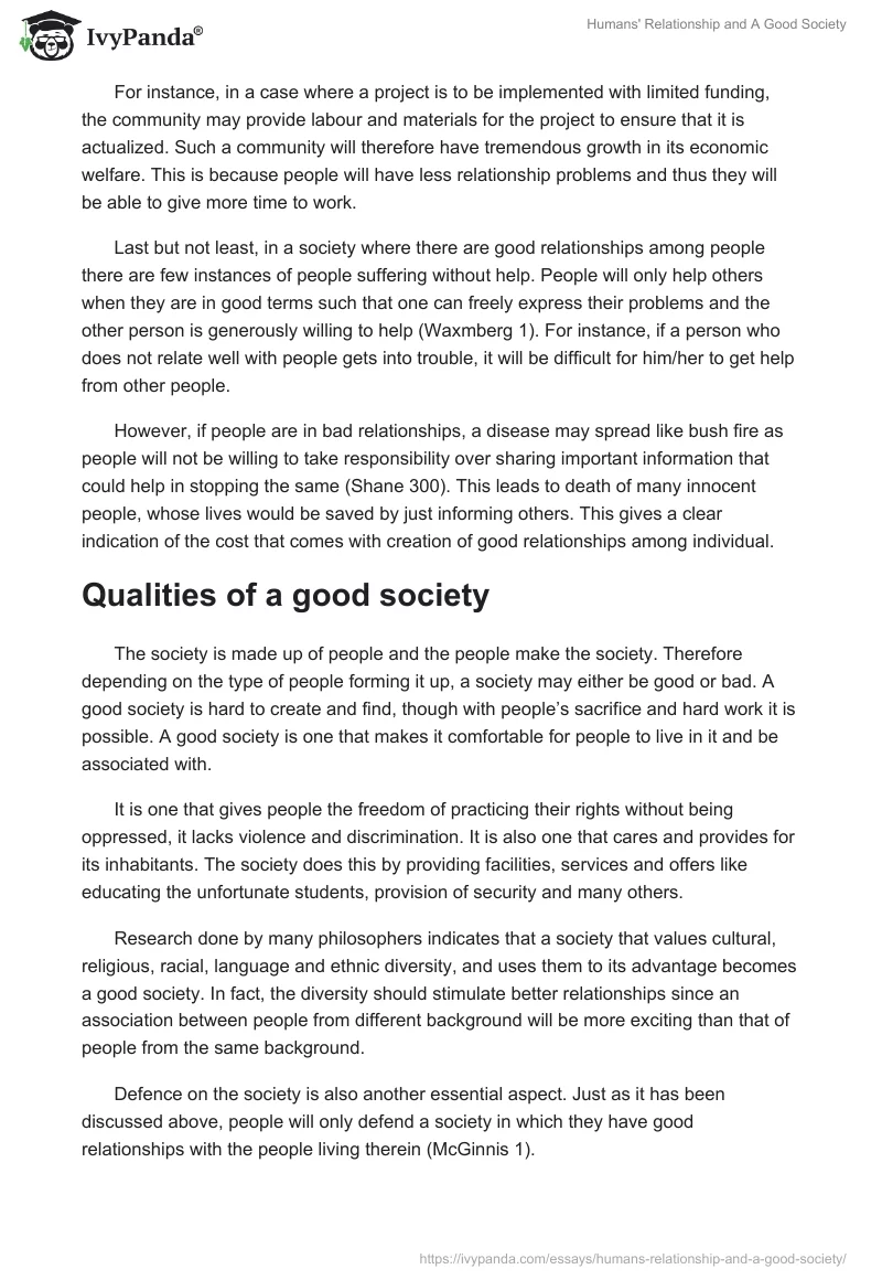 characteristics of a good society essay