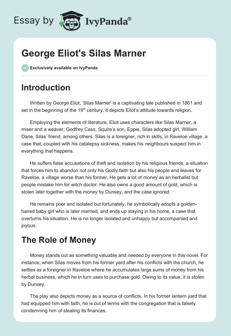 George Eliot's Silas Marner. Page 1