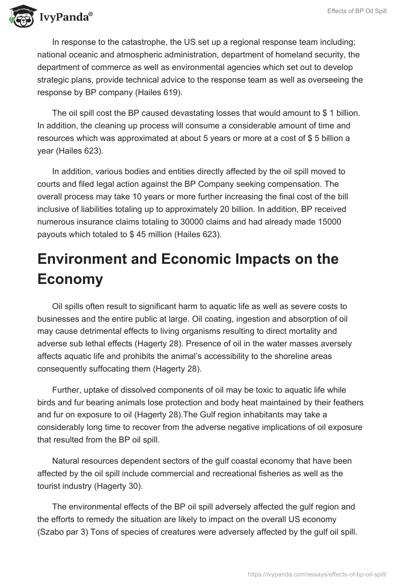 Effects of BP Oil Spill. Page 2