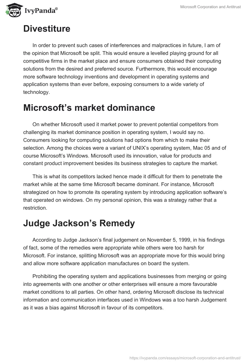 Microsoft Corporation and Antitrust. Page 2