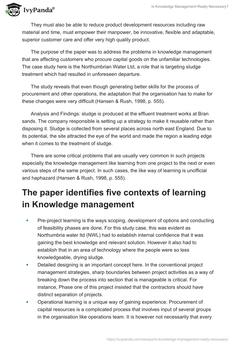 Is Knowledge Management Really Necessary?. Page 2