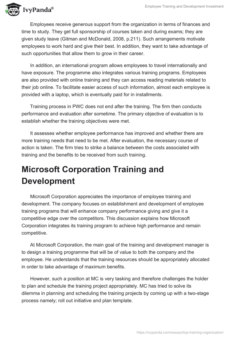 Employee Training and Development Investment. Page 3