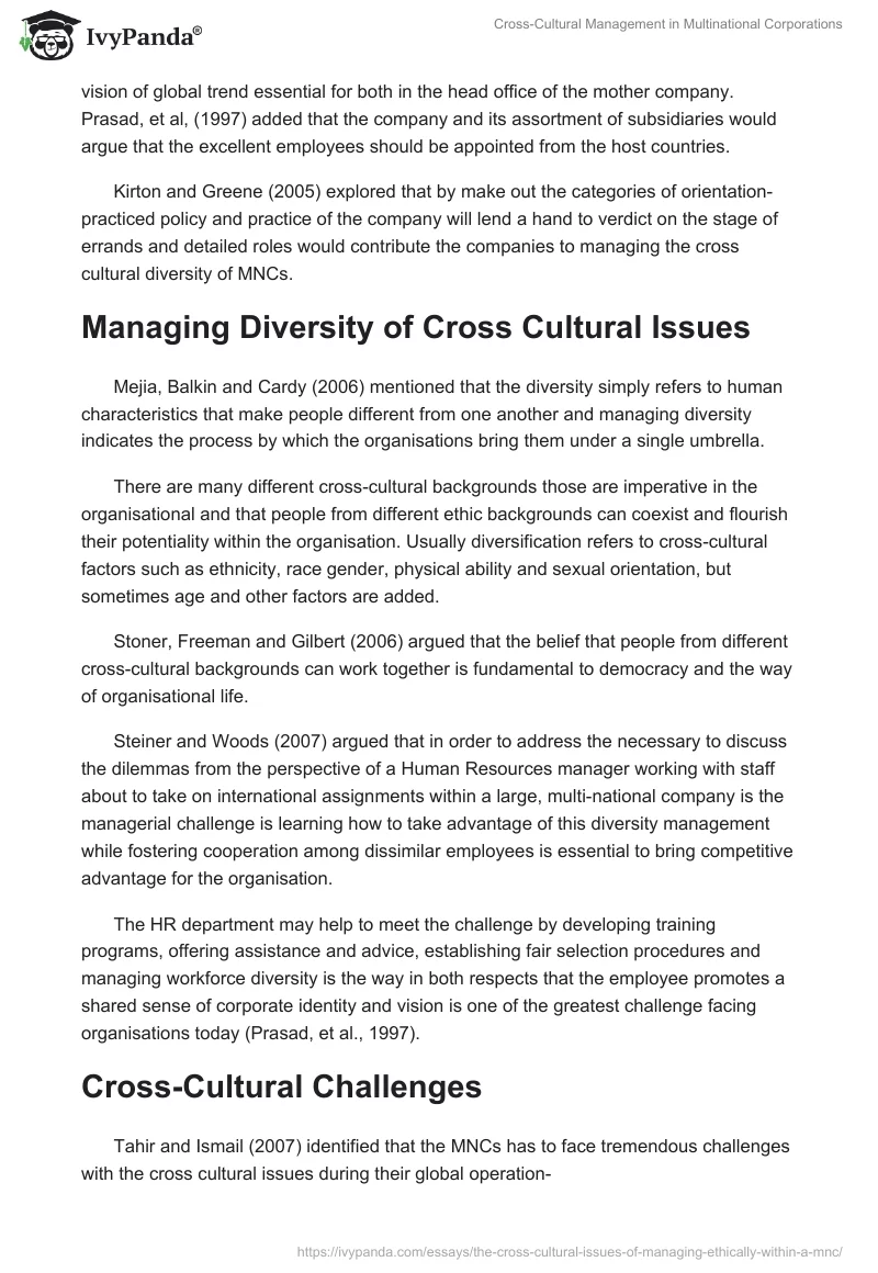 essay on cross cultural management