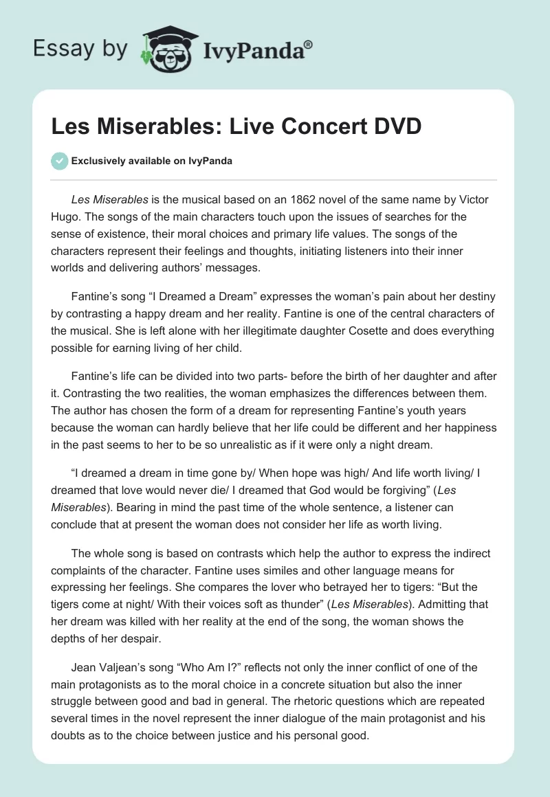 Les Miserables: Live Concert DVD. Page 1