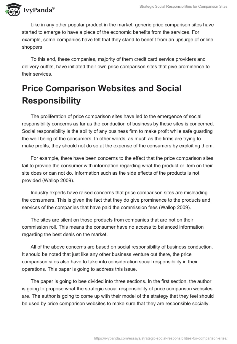Strategic Social Responsibilities for Comparison Sites. Page 3