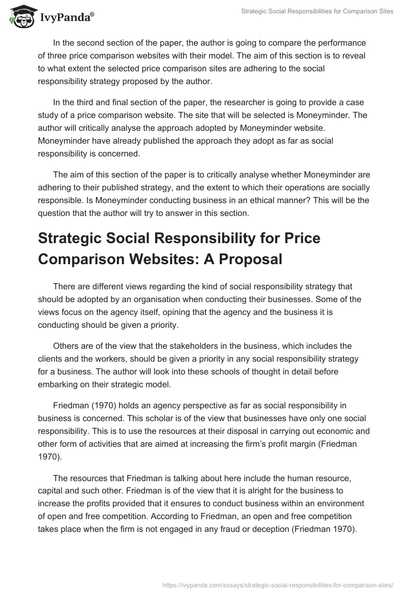 Strategic Social Responsibilities for Comparison Sites. Page 4