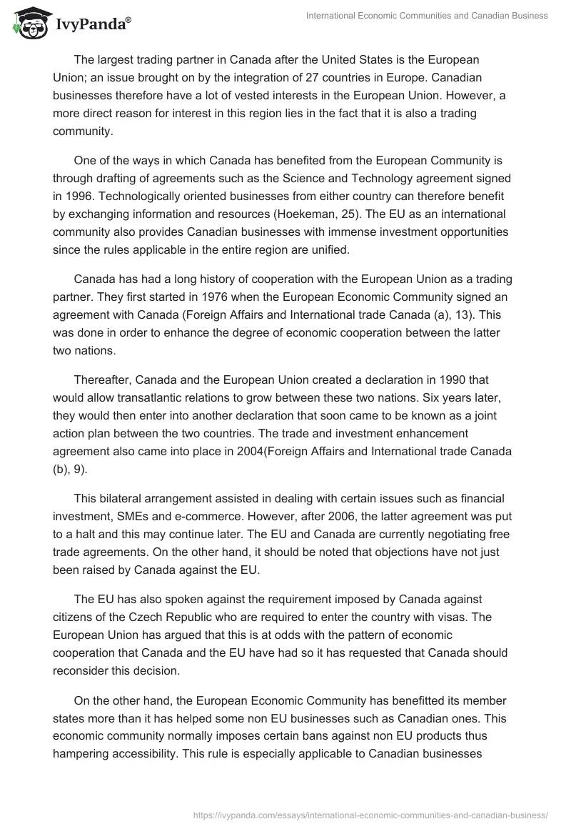 International Economic Communities and Canadian Business. Page 2