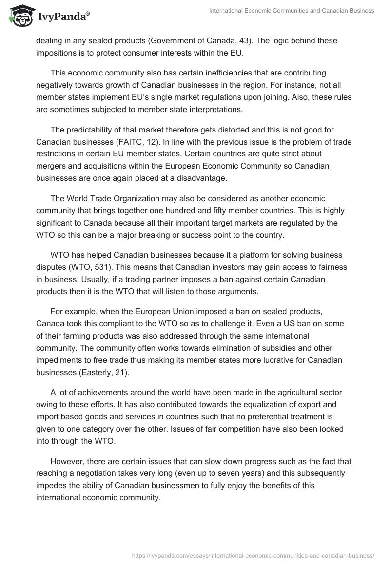 International Economic Communities and Canadian Business. Page 3