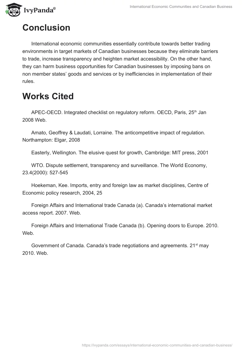 International Economic Communities and Canadian Business. Page 4