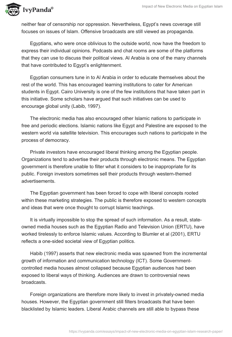 Impact of New Electronic Media on Egyptian Islam. Page 4