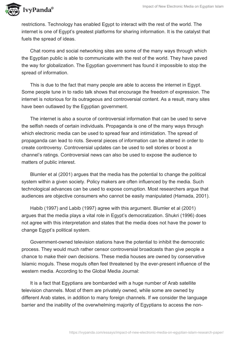 Impact of New Electronic Media on Egyptian Islam. Page 5